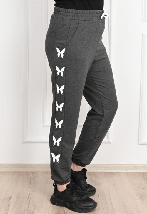 Dijital Baskılı Büyük Beden Eşofman Altı 6060-22 Füme 4XL