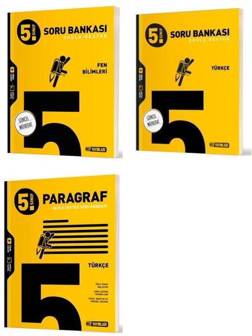 Hız 2025 5. Sınıf Fen Bilimleri + Türkçe + Paragraf Soru Seti 3 Kitap