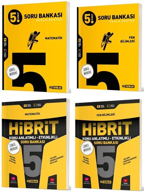 Hız 2025 5. Sınıf Matematik + Fen Bilimleri Soru + Hibrit - Konu Seti 4 Kitap