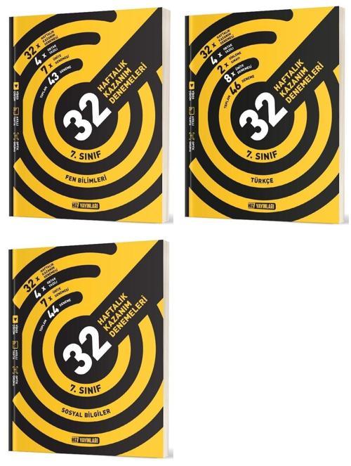 Hız 2025 7. Sınıf Fen Bilimleri + Türkçe + Sosyal 36 Haftalık Deneme Seti 3 Kitap