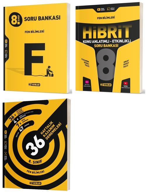 Hız 2025 8. Sınıf Fen Bilimleri Soru Bankası + Hibrit + 36 Haftalık Deneme Seti 3 Kitap