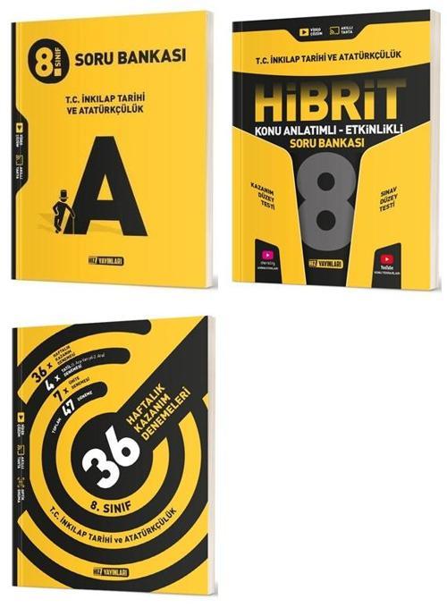 Hız 2025 8. Sınıf İnkılap Tarihi Soru Bankası + Hibrit + 36 Haftalık Deneme Seti 3 Kitap