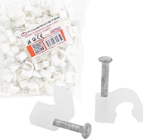 2 NUMARA ÇELİK ÇİVİLİ 6 MM KROŞE (100LÜ POŞET)(DATA - ANTEN KABLOLARI İÇİN)