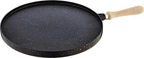 3285 Döküm Granit Yuvarlak Çift Taraflı 34 cm Gözleme Tavası Siyah