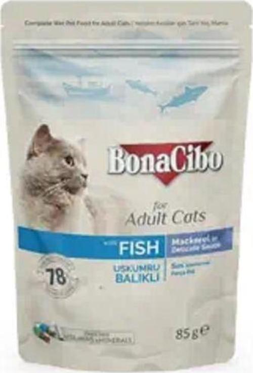 Soslu Uskumru-Balıklı Pouch Yetişkin Kedi Yaş Maması 85 gr x 12 Adet