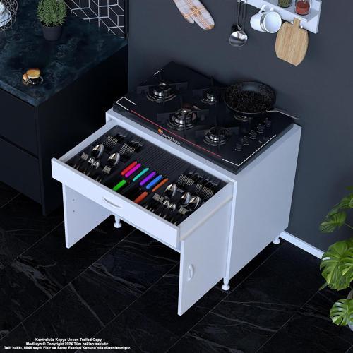 BİRCE XXXL-80 x 87 x 48 cm Kapaklı Set Ocak Altı Çok Amaçlı Mutfak & Banyo Dolabı