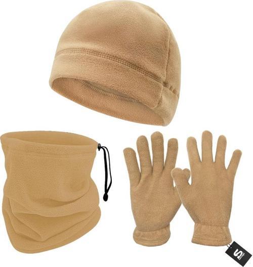 Warm 3'lü Kışlık Set Polar Bere, Eldiven, Boyunluk Kum (SBLN.008)