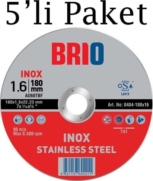 Kesme Taşı 180X16 Inox 5'li Paket