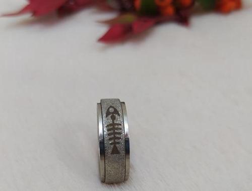 Balık Tasarım Simli Paslanmaz Çelik yüzük Gümüş Bay Bayan 19 beden