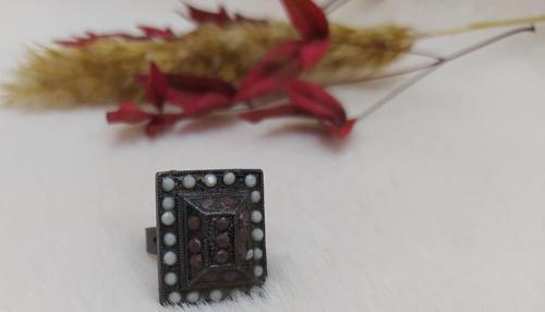 Hdmarketim Kadın Yüzük Otantik Eskitme Tasarım Taşlı  Füme Renk Yüzük