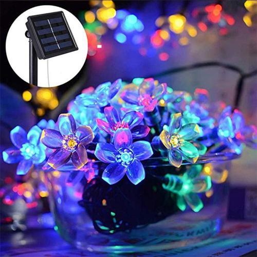 Çiçek Desenli Solar Aydınlatma-50 Ledli 8 Modlu Güneş Enerjili Rgb-Beyaz-Sarı Gün Işığı Seçenekleri