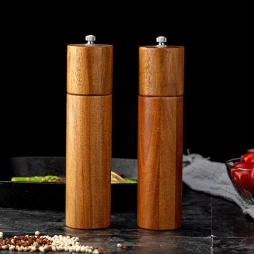 Ahşap Tuz Baharat Değirmeni - Akasya Ahşap Tuz Baharat Değirmeni Tuzluk 2'Li Set