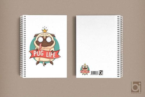 Pug Life Kral Köpek A5 Çizgisiz Spiralli Defter Bigelio