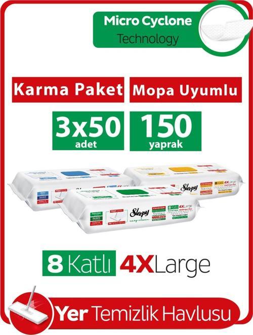 Easy Clean Mopa Uyumlu Yer Temizlik Havlusu Karma Paket 3x50 (150 Yaprak)
