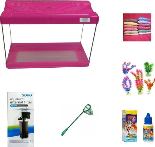 3518 Akvaryum Hazır Set Pembe 35 CM