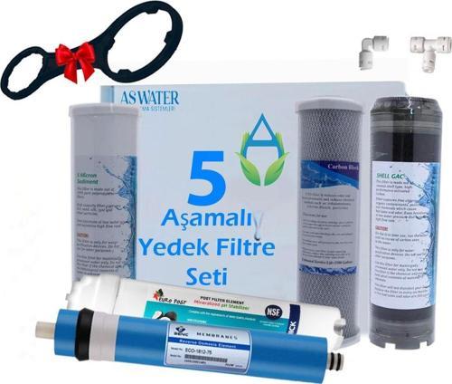 Ihlas Aura Cebilon Açık Kasa Su Arıtma 5'Li Lüx 10" Filtre Seti 75Gpd Benc Membranlı