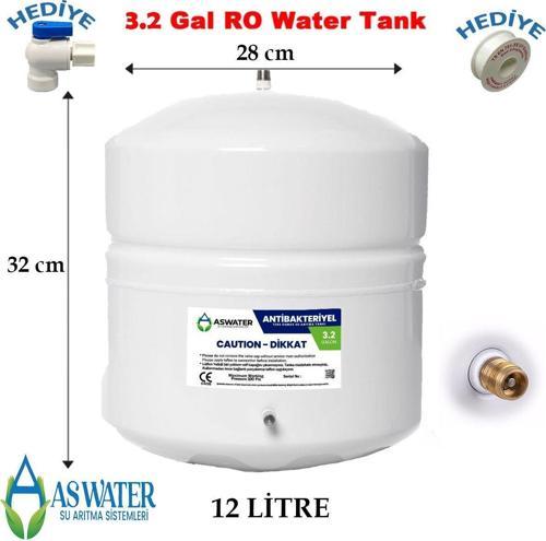 Su Arıtma Cihazı Su Tankı 3.2 Galon 12 Lt. Litre Tank Vanası Ve Teflon Bant Hediyeli