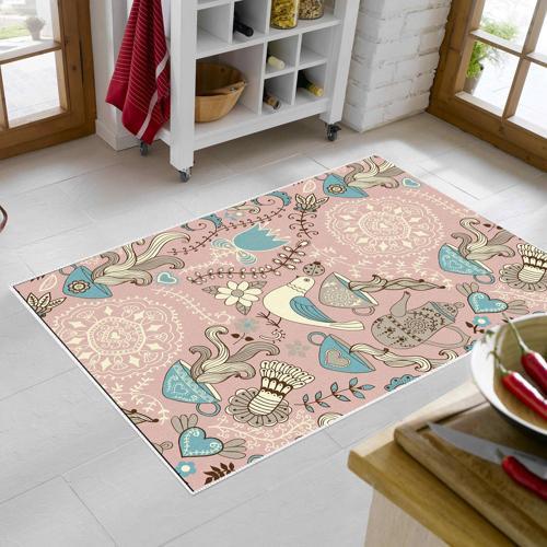 Alanur Trend Keçe Tabanlı Mutfak Halı Mu186 Pudra