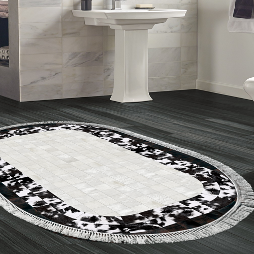Eko Trend DJT Banyo Paspası Yıkanabilir Kaymaz Taban 1495 Oval Modern Siyah