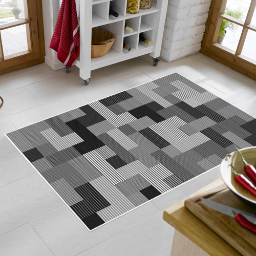 Alanur Trend Keçe Tabanlı Mutfak Halı Mu113 Gri