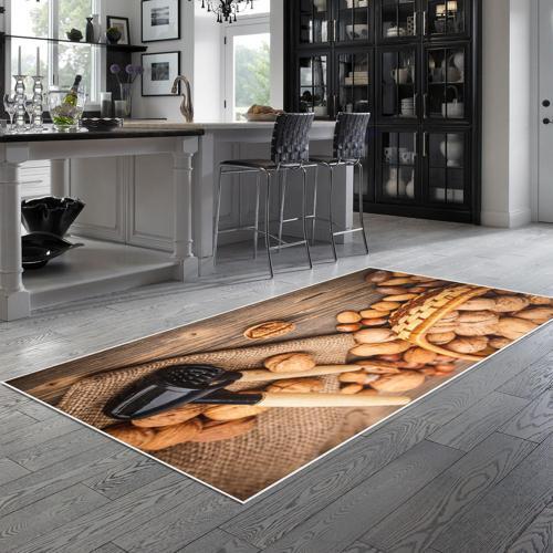 Alanur Trend Keçe Tabanlı Mutfak Halı Mu168 Kahve