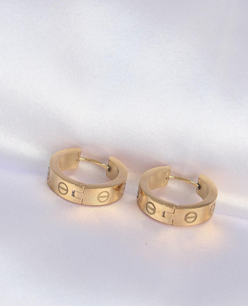 316L Çelik Gold Renk Model Halka Küpe