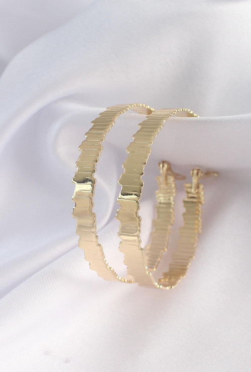Pirinç Gold Renk Tırtıklı Halka Küpe