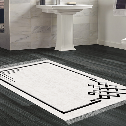 Eko Trend DJT Banyo Paspası Yıkanabilir Kaymaz Taban 1919 Modern Gri Siyah