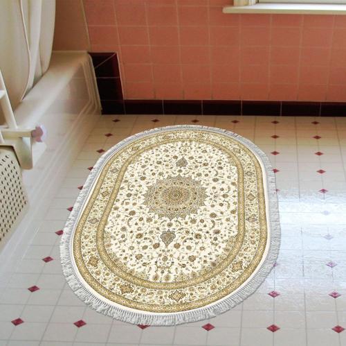Eko Trend DJT Banyo Paspası Yıkanabilir Kaymaz Taban P1360 Oval Osmanlı Krem