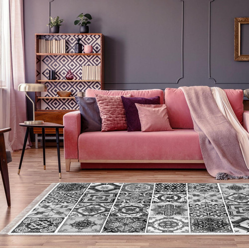 Eko Trend DJT Halı Yıkanabilir Kaymaz Taban Mu144 Patchwork Kahve