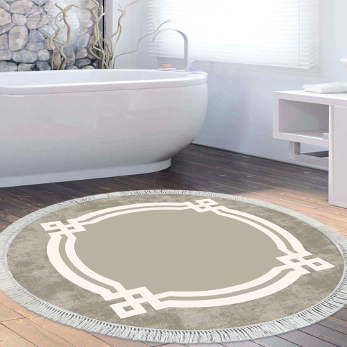 Eko Trend DJT Banyo Paspası Yıkanabilir Kaymaz Taban 657M Yuvarlak Modern Camel