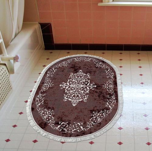 Eko Trend DJT Banyo Paspası Yıkanabilir Kaymaz Taban 616 Oval Klasik Bej