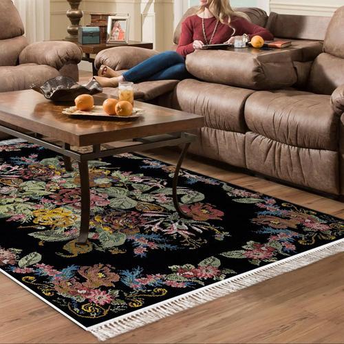Eko Trend DJT Halı Yıkanabilir Kaymaz Taban F5022 Etnik Siyah