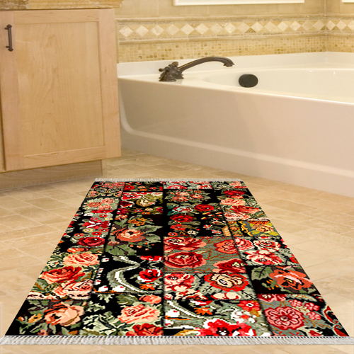 Eko Trend DJT Banyo Paspası Yıkanabilir Kaymaz Taban P1333 Etnik Bordo