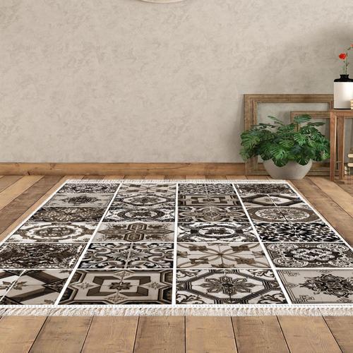 Eko Trend DJT Halı Yıkanabilir Kaymaz Taban Mu144 Patchwork Kahve