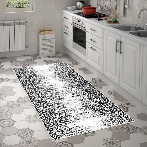 Alanur Trend Keçe Tabanlı Mutfak Halı Mu123 Beyaz