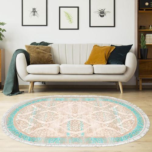 Eko Trend DJT Halı Yıkanabilir Kaymaz Taban 1376 Oval Klasik Turkuaz