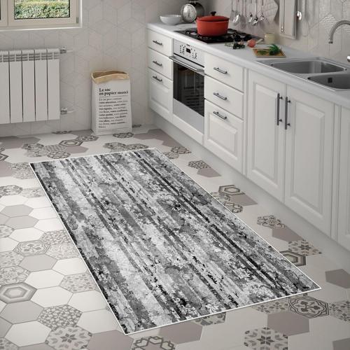 Alanur Trend Keçe Tabanlı Mutfak Halı Mu147 Gri