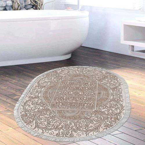 Eko Trend DJT Banyo Paspası Yıkanabilir Kaymaz Taban 1488 Oval Modern Kahve