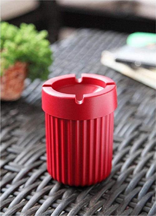 Çizgi Desenli Renkli Küllük "KIRMIZI"