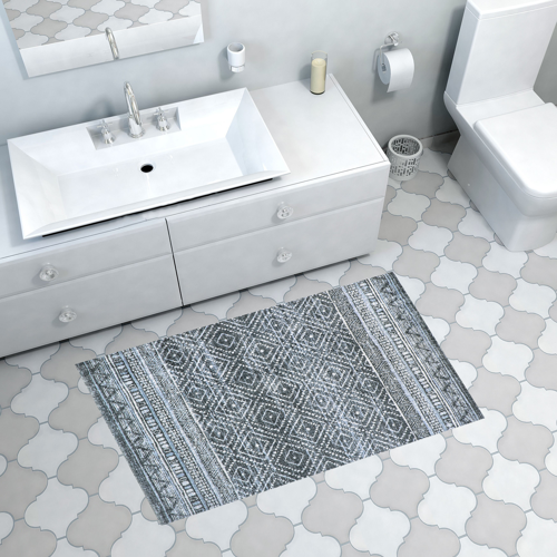 Kaymaz Taban Djt Banyo Halısı Yıldız Deri İskandinav F5087 Turkuaz