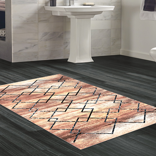 Kaymaz Taban Djt Banyo Halısı Yıldız Deri Modern M5006 Kahve
