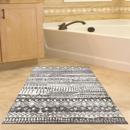 Kaymaz Taban Djt Banyo Halısı Star Pamuk İskandinav F5080 Silver
