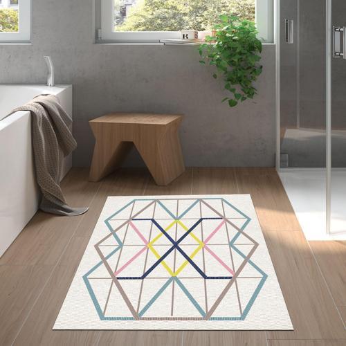 Kaymaz Taban Djt Banyo Halısı Yıldız Deri Modern P1525 Renkli
