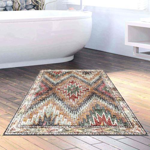 Kaymaz Taban Djt Banyo Halısı Yıldız Deri İskandinav F5003 Renkli
