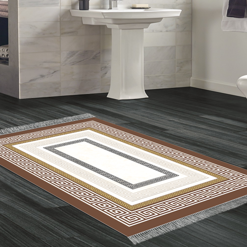 Kaymaz Taban Djt Banyo Halısı Yıldız Deri Saçaklı Modern 675M Gold