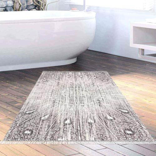 Kaymaz Taban Djt Banyo Halısı Yıldız Deri Saçaklı Modern 743 Pudra