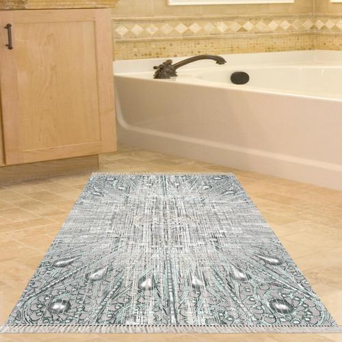 Kaymaz Taban Djt Banyo Halısı Yıldız Deri Saçaklı Modern 743 Mavi