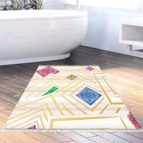 Kaymaz Taban Djt Banyo Halısı Yıldız Deri Saçaklı Modern P1337 Renkli