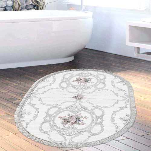 Kaymaz Taban Djt Banyo Halısı Trend Saçaklı Oval Modern 1494 Gri